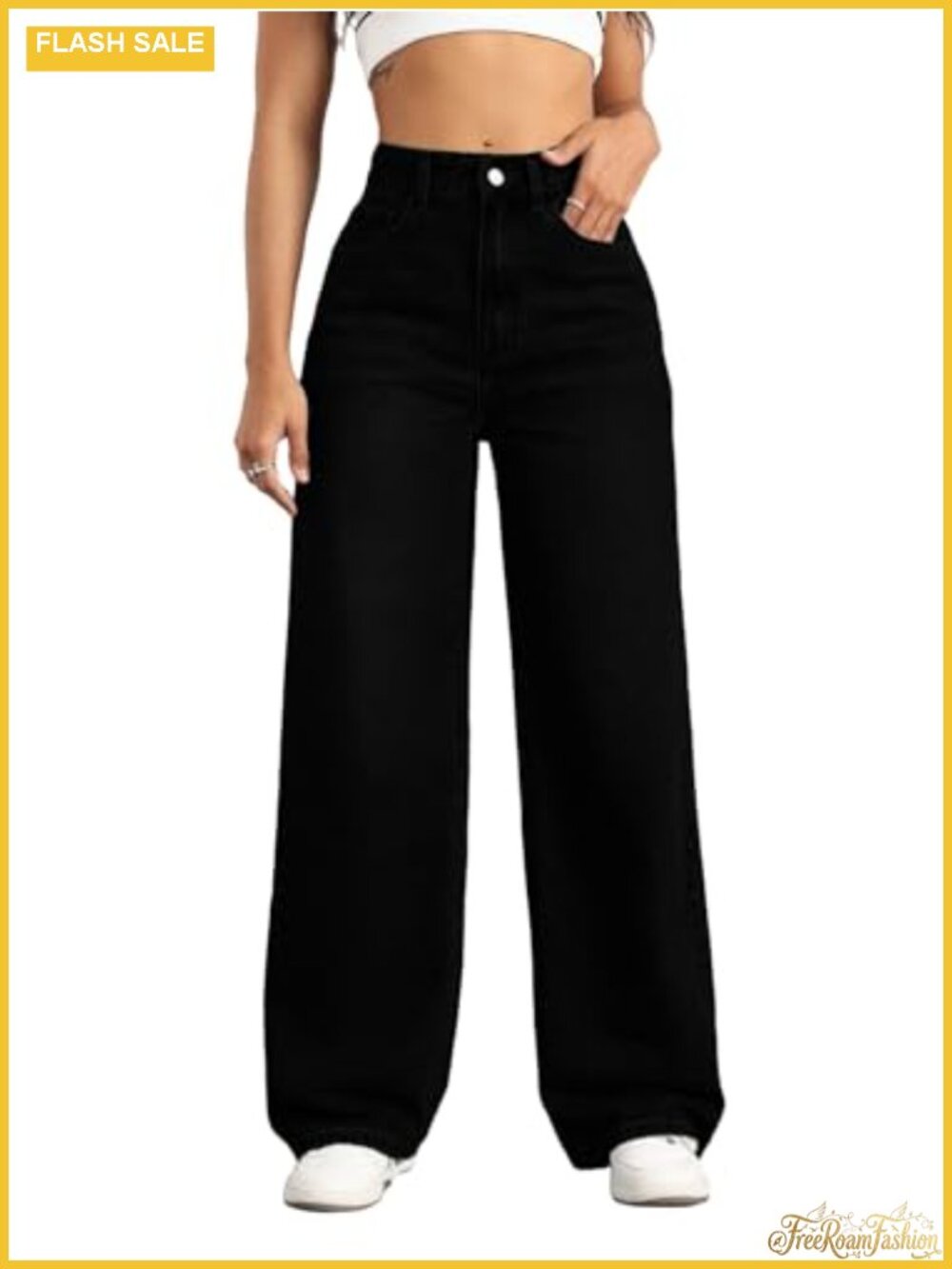 Wide Leg High Waist Jeans for Women Stretchy Baggy Denim Pants